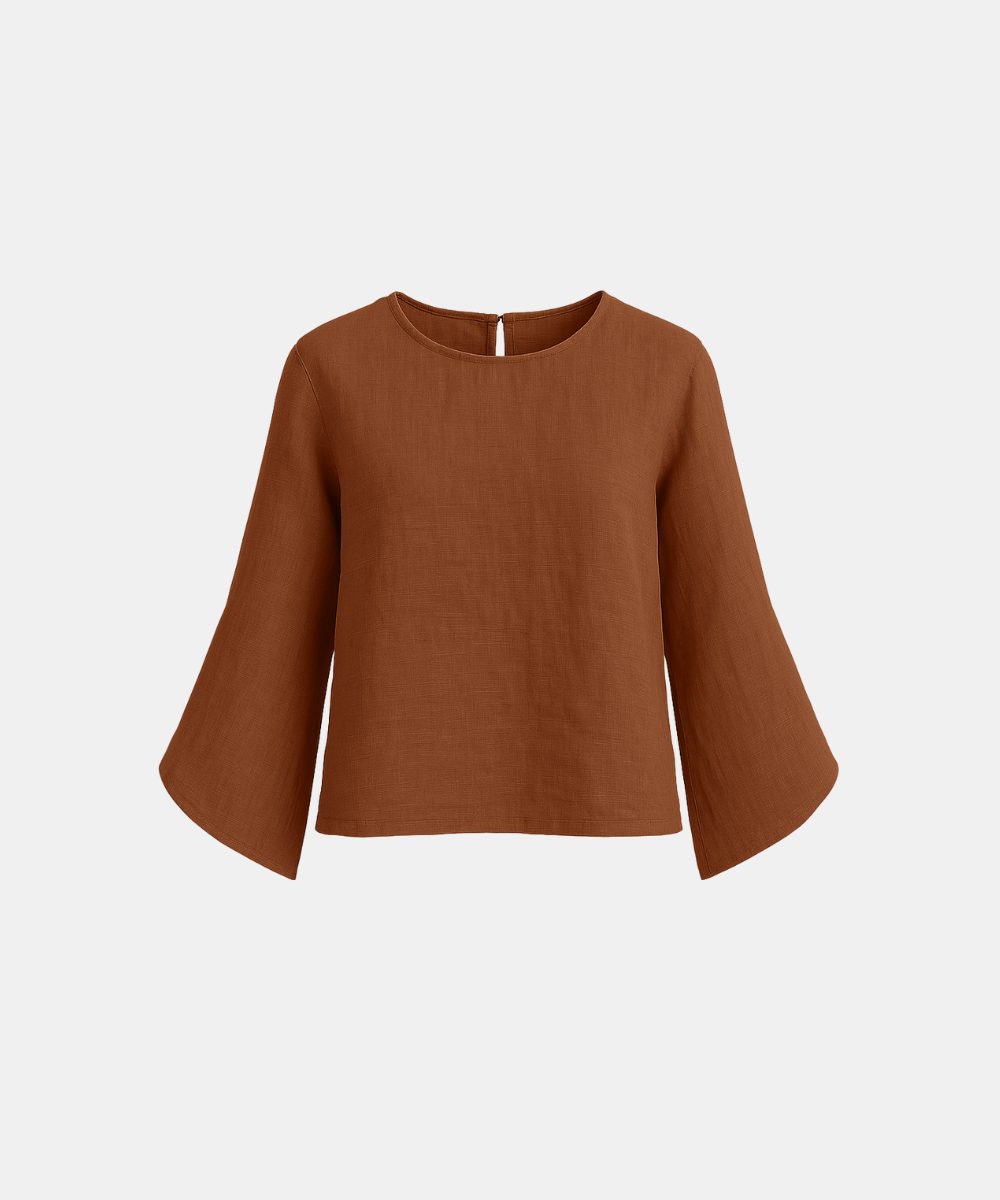 Slit Sleeve Blouse - Burnt Orange