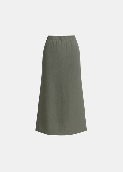 Linen Blend A-Line Maxi Skirt