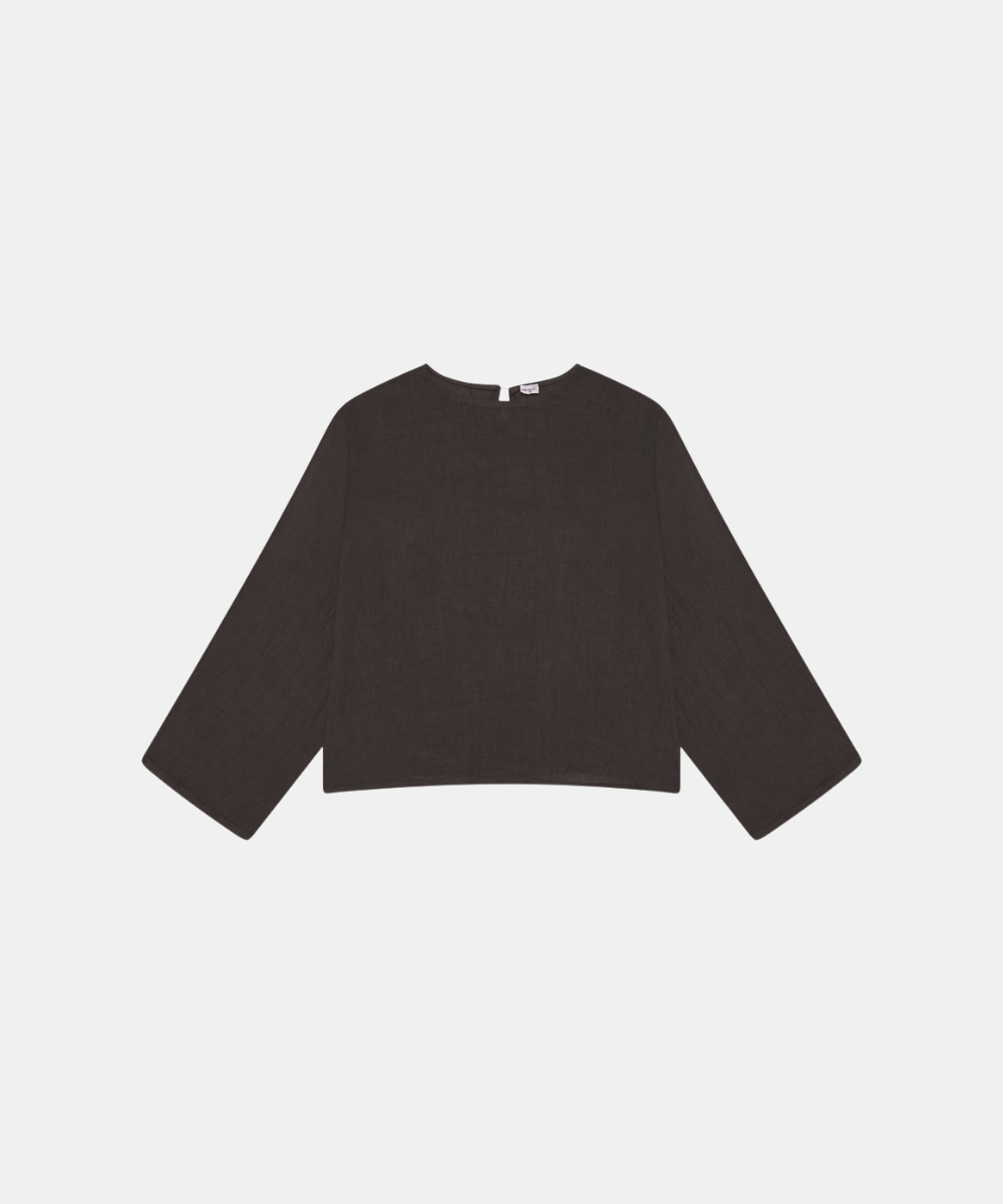 Slit Sleeve Blouse - Chocolate