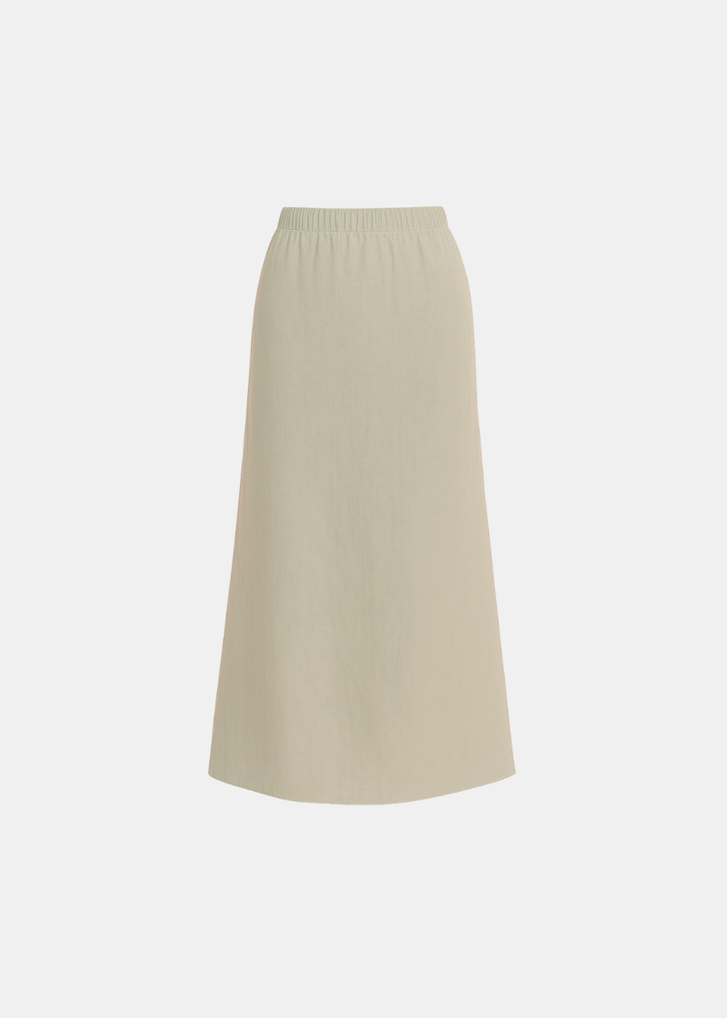 Linen Blend A-Line Maxi Skirt