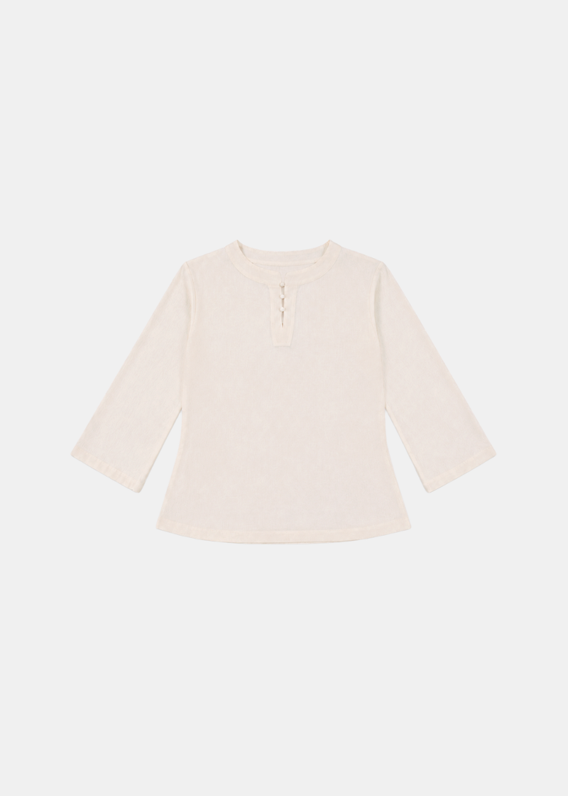 Cotton Linen Button Blouse - Cream