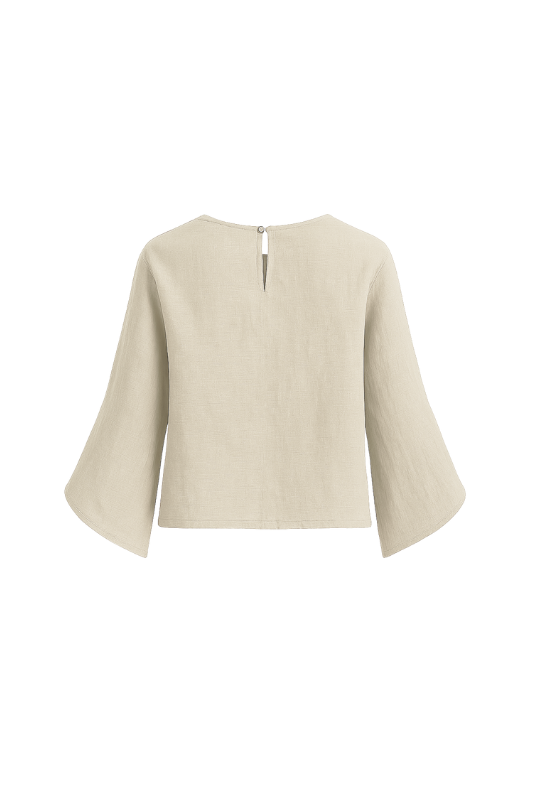 Slit Sleeve Blouse - Beige