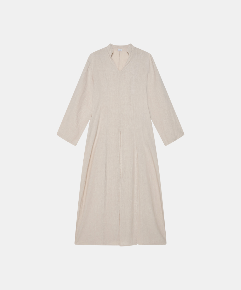 Linen Slit Dress - Beige