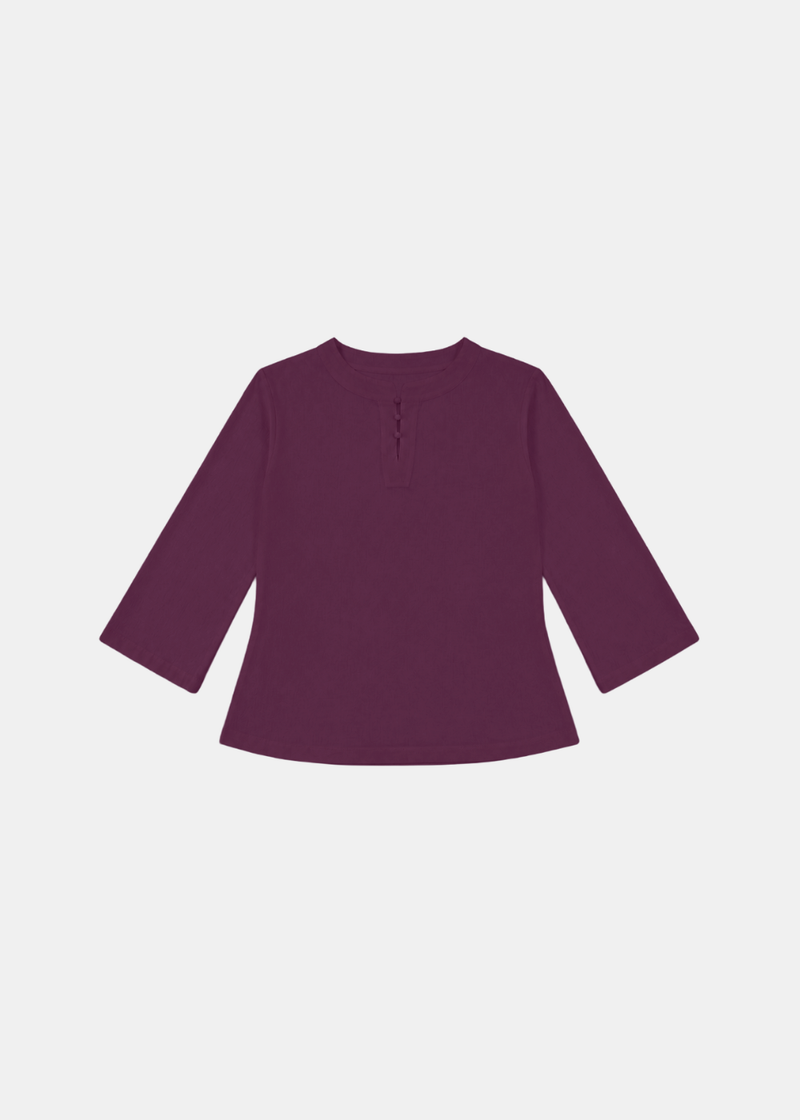 Cotton Linen Button Blouse - Plum