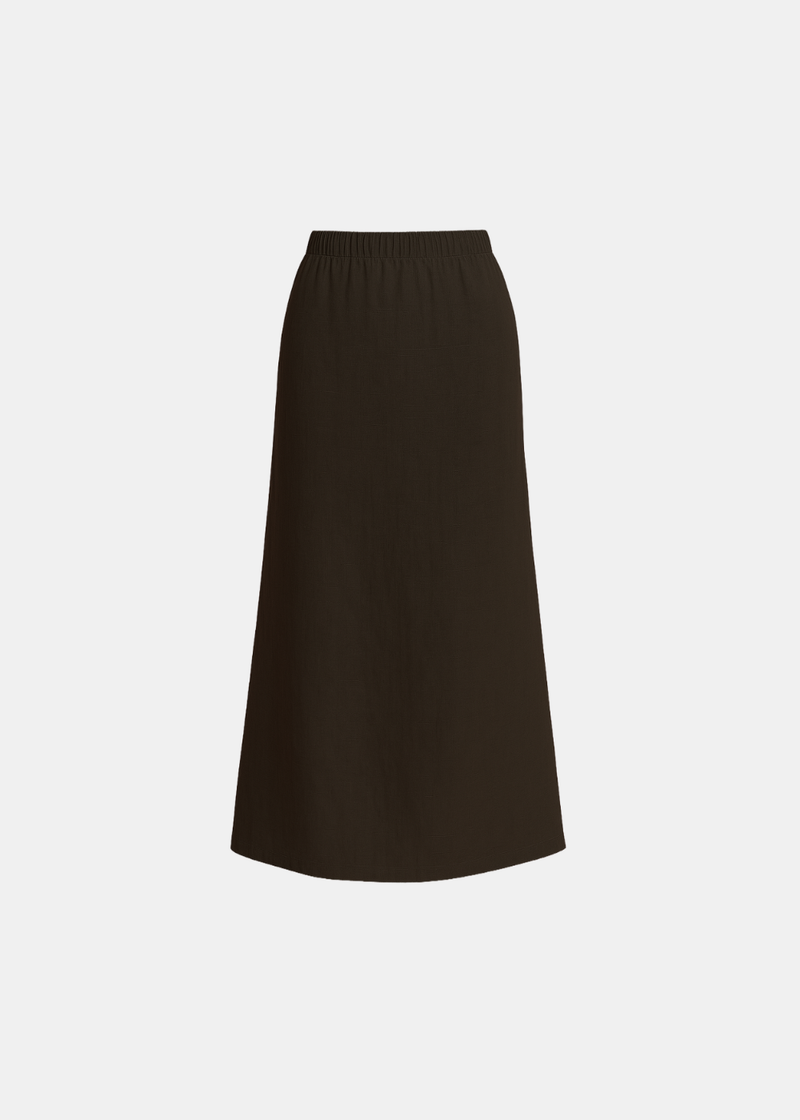 Linen Blend A-Line Maxi Skirt