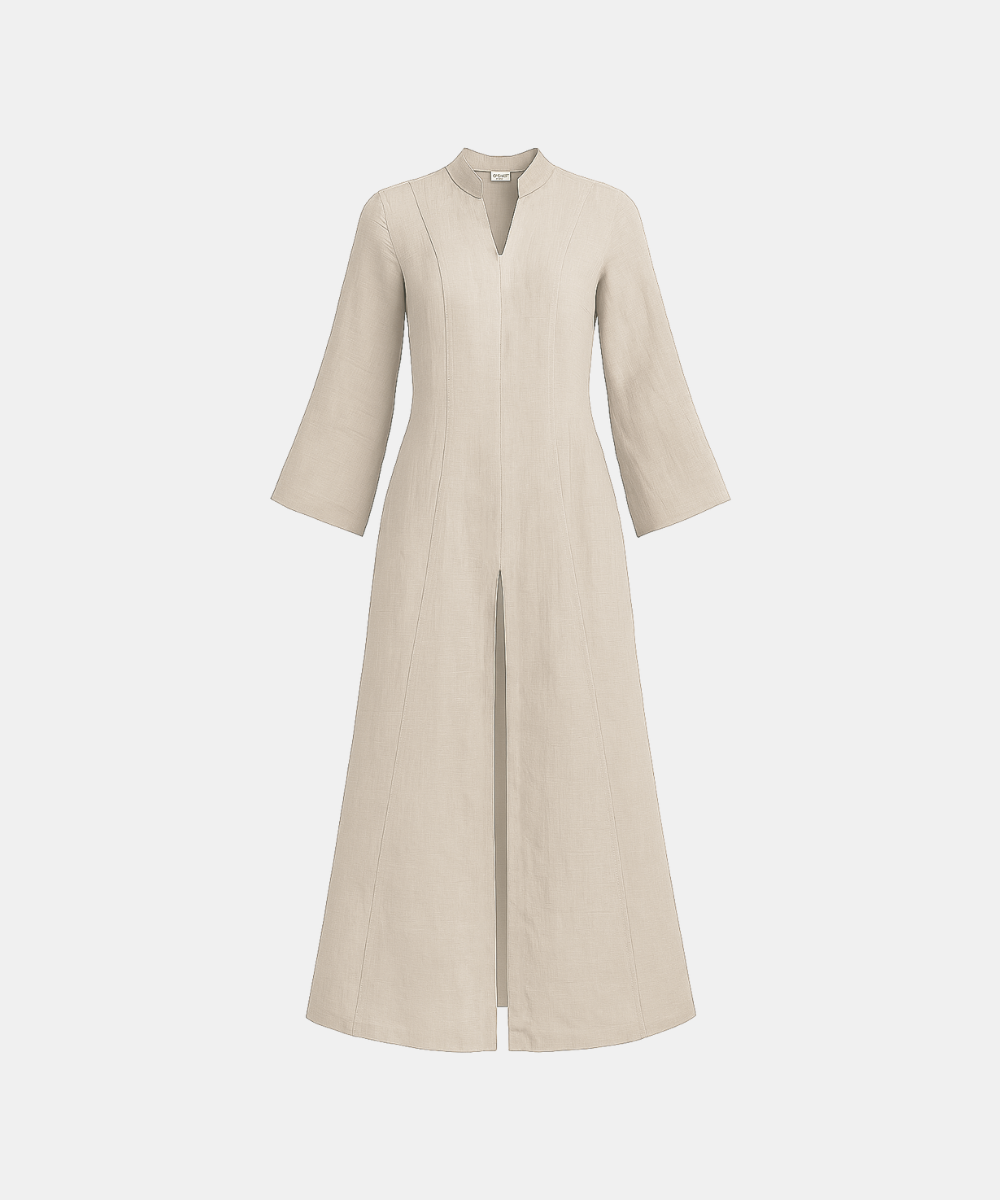 Linen Slit Dress - Beige