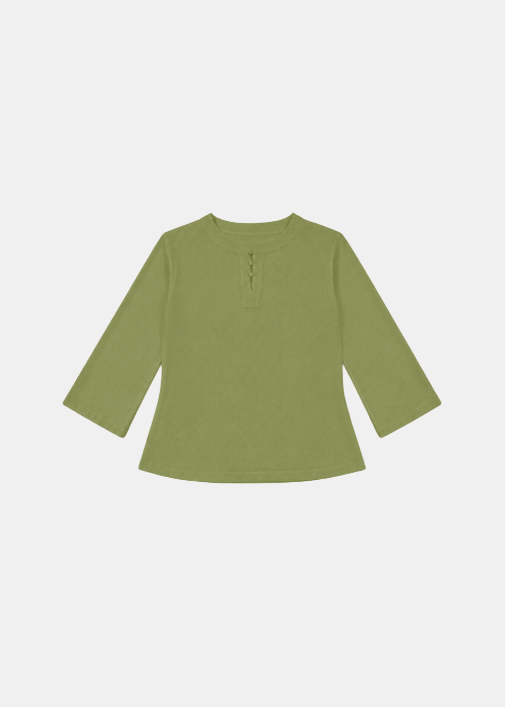 Cotton Linen Button Blouse - Olive