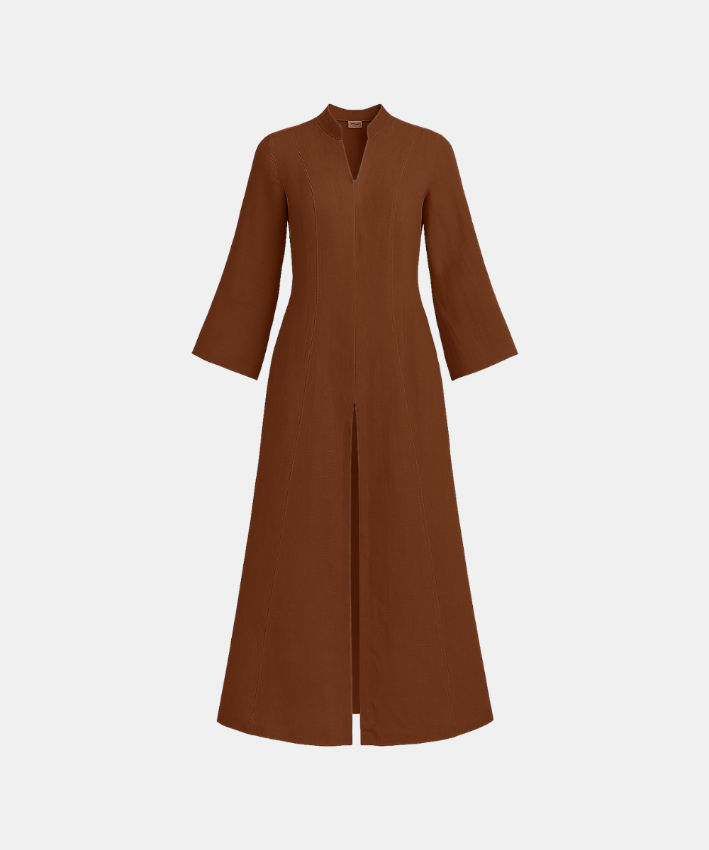 Linen Slit Dress- Burnt Orange