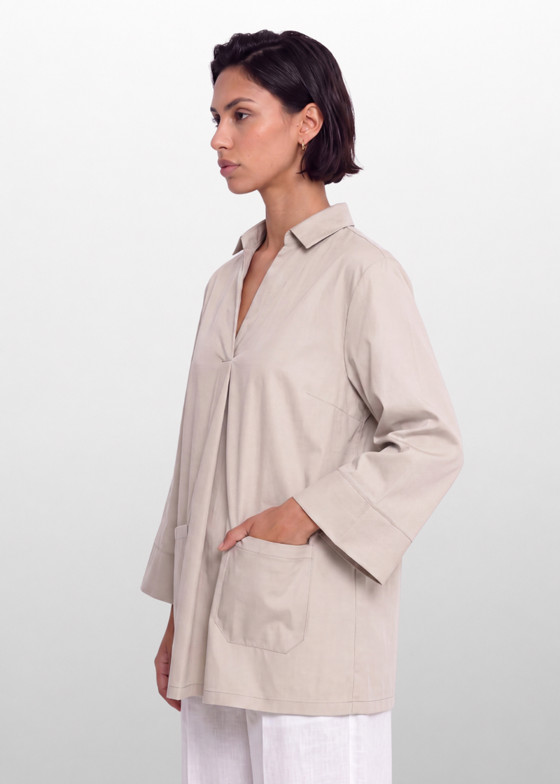 Collared Relaxed Blouse Beige