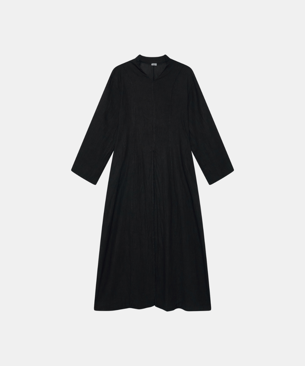 Linen Slit Dress - Black