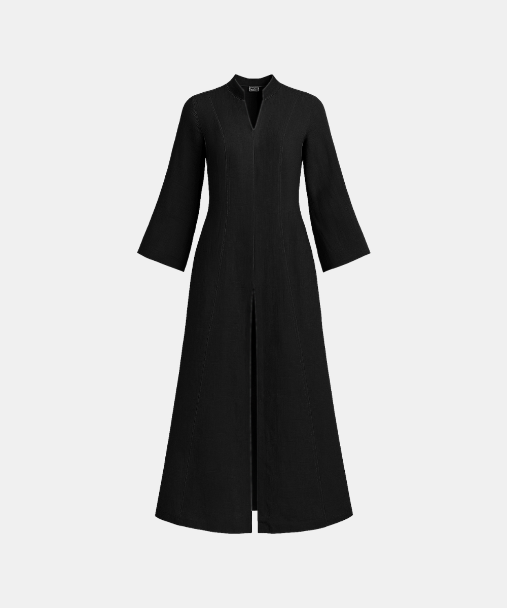 Linen Slit Dress - Black