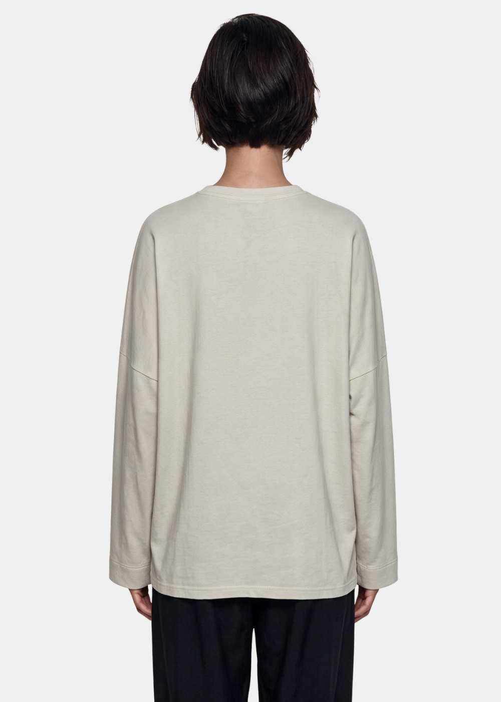 Basic Long Sleeve Cotton Top Beige