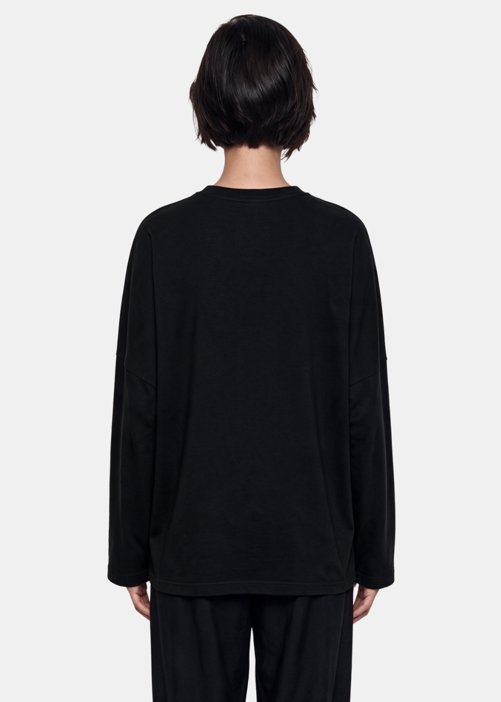 Basic Long Sleeve Cotton Top Black