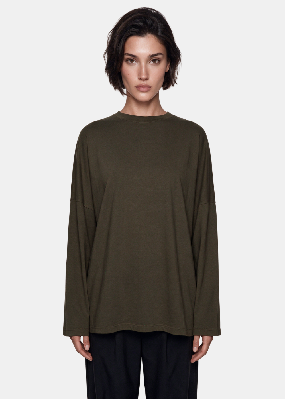 Basic Long Sleeve Cotton Top Chocolate