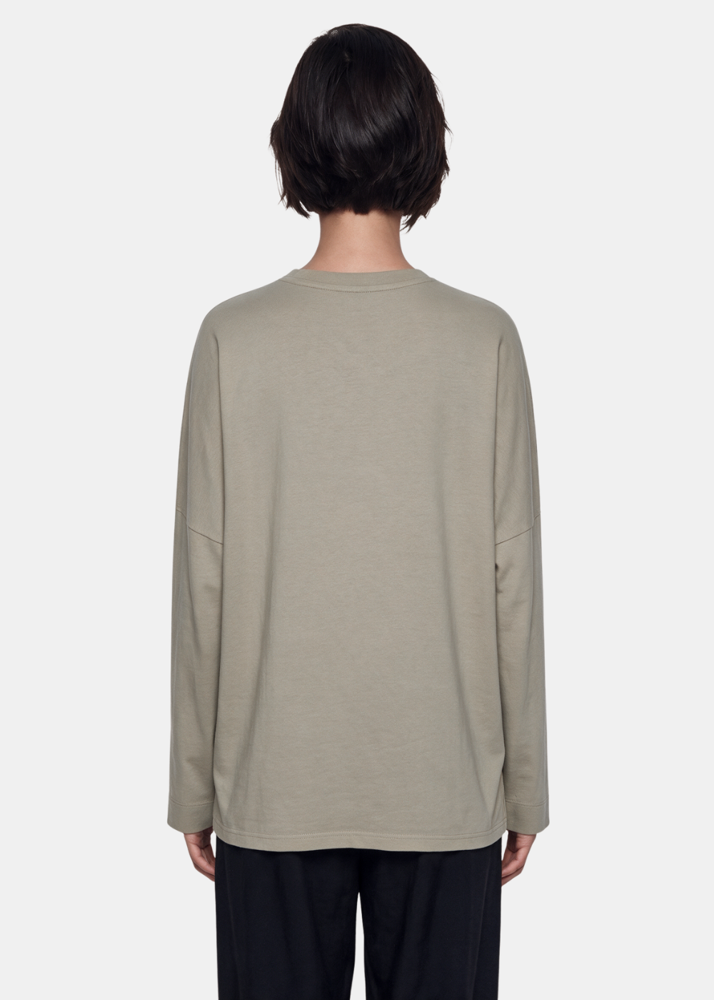 Basic Long Sleeve Cotton Top Taupe
