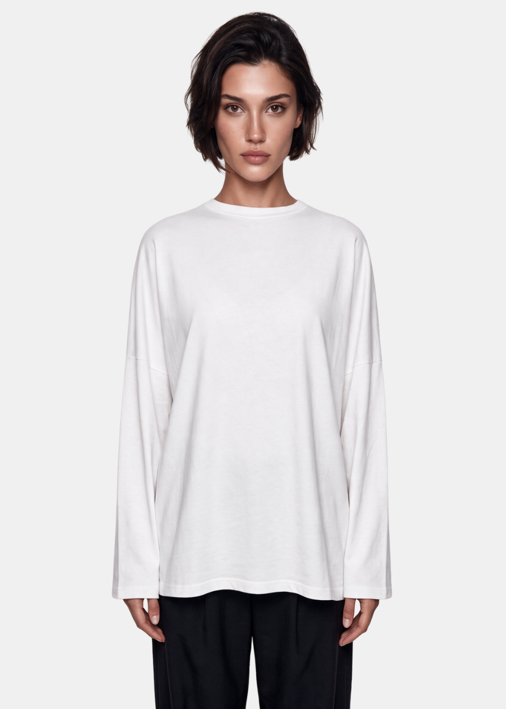 Basic Long Sleeve Cotton Top White