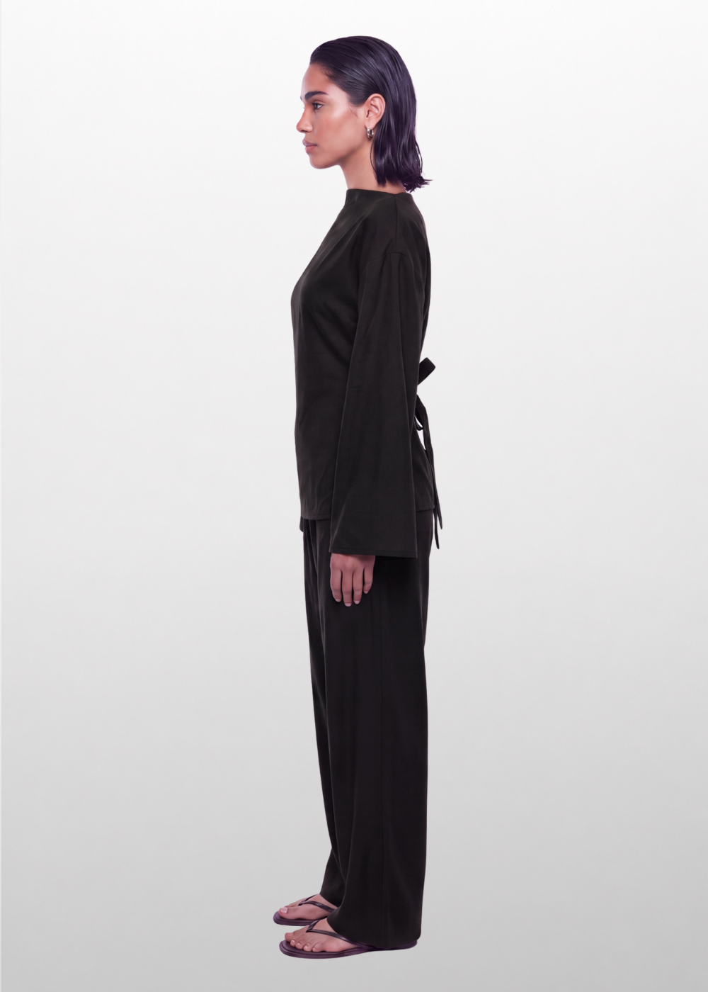 Boat Neck Belted Set Black