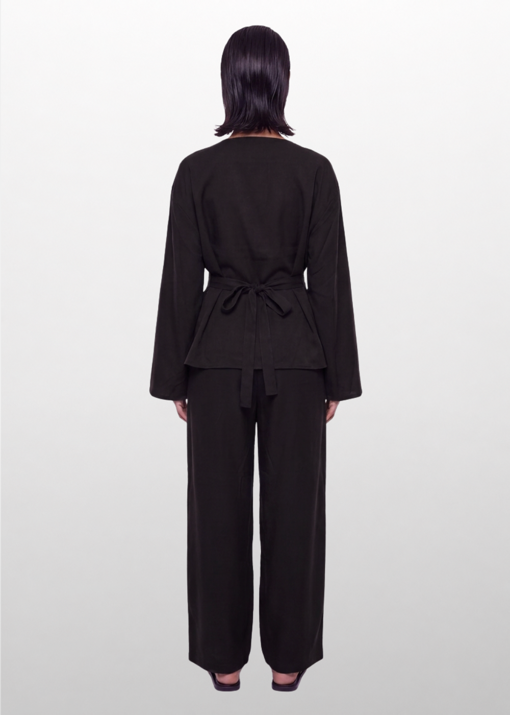 Boat Neck Belted Set Black