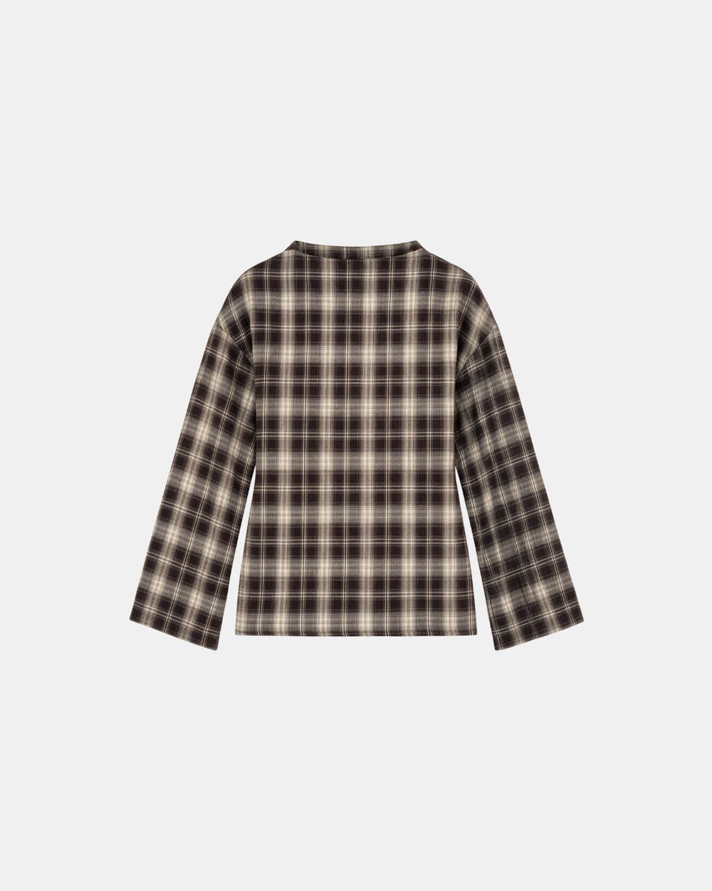 Check Print Belted Blouse Chocolate