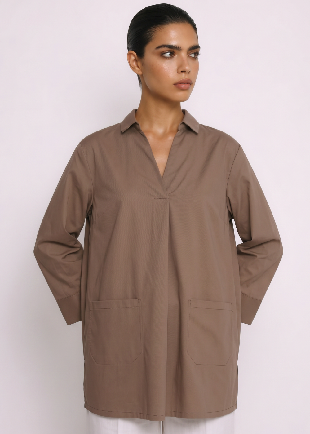 Collared Blouse Chocolate Front