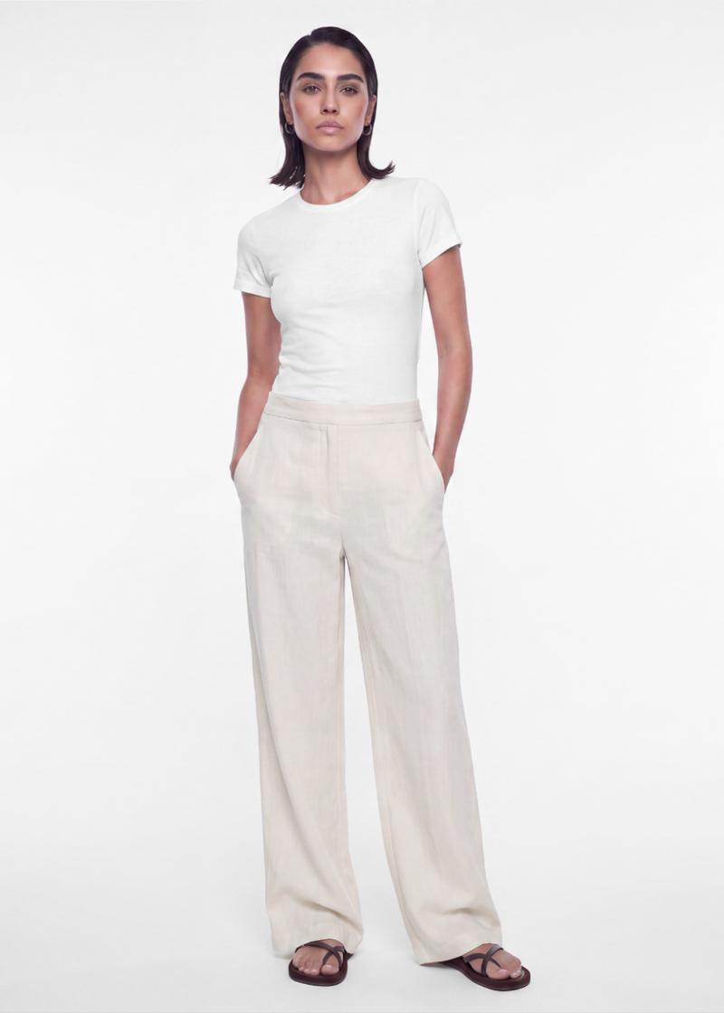 Cotton Linen Trouser - Cream