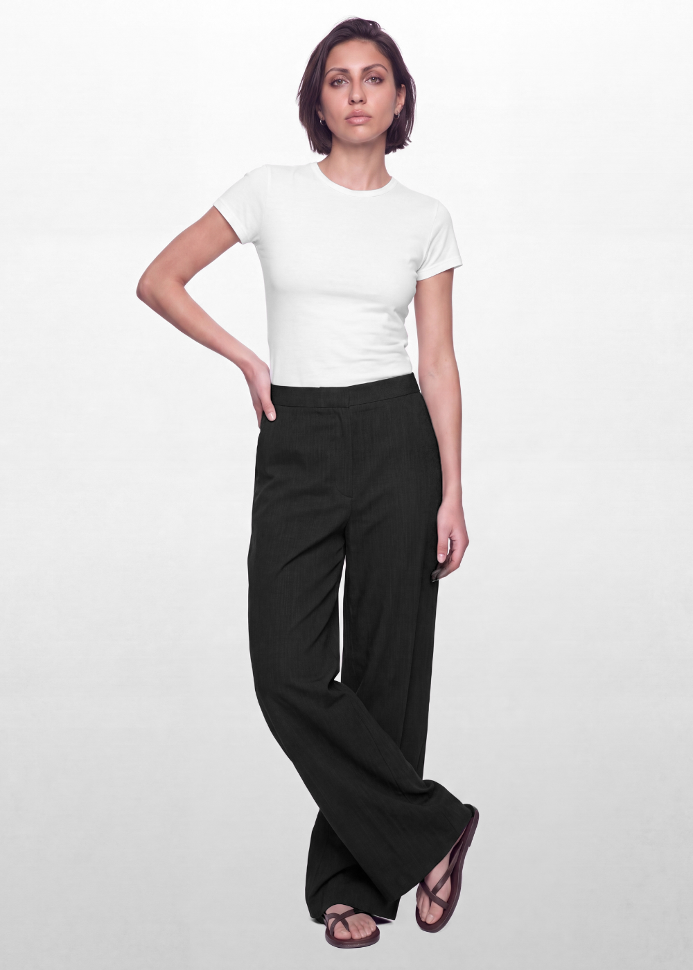 Cotton Linen Trouser - Black