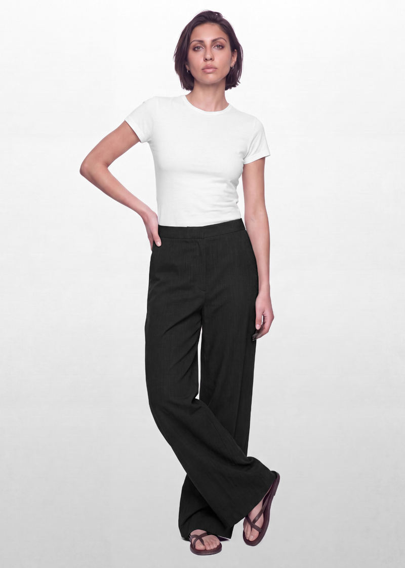 Cotton Linen Trouser - Black