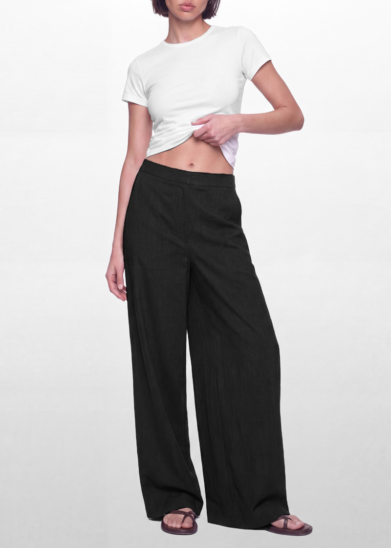 Cotton Linen Trouser - Black