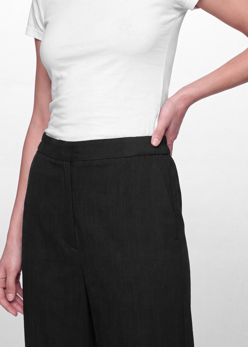 Cotton Linen Trouser - Black