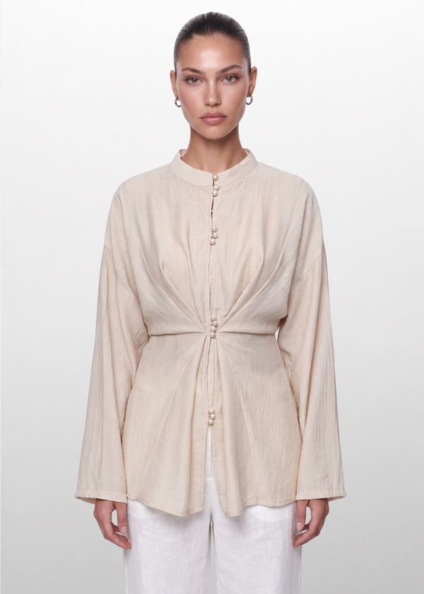 Crinkle Belted Blouse