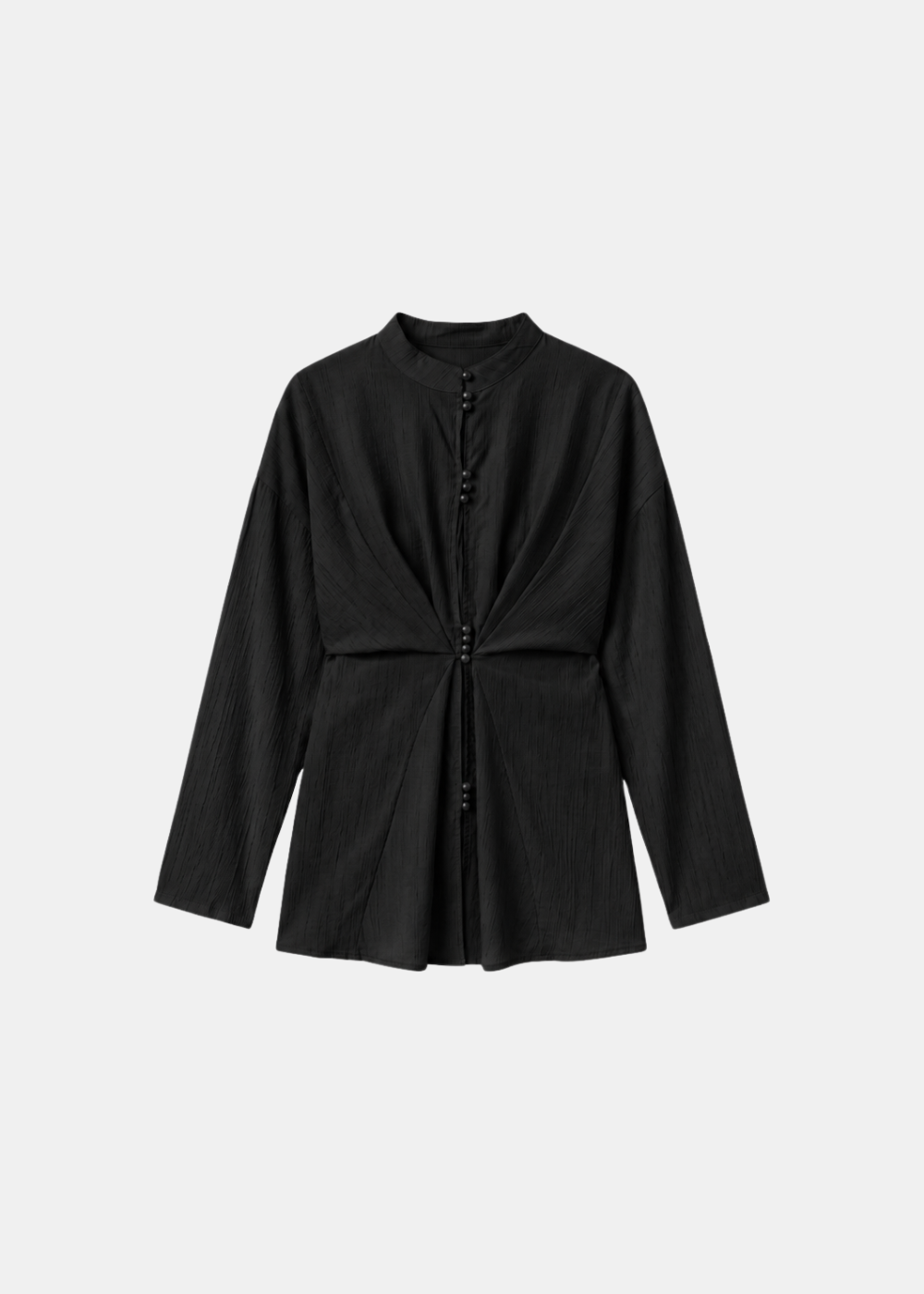 Crinkle Belted Blouse Black