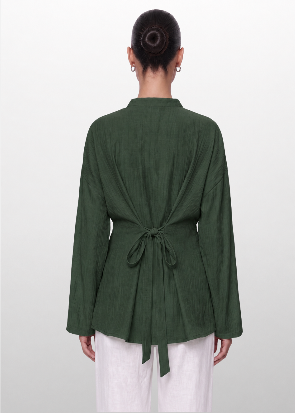 Crinkle Belted Blouse Khaki