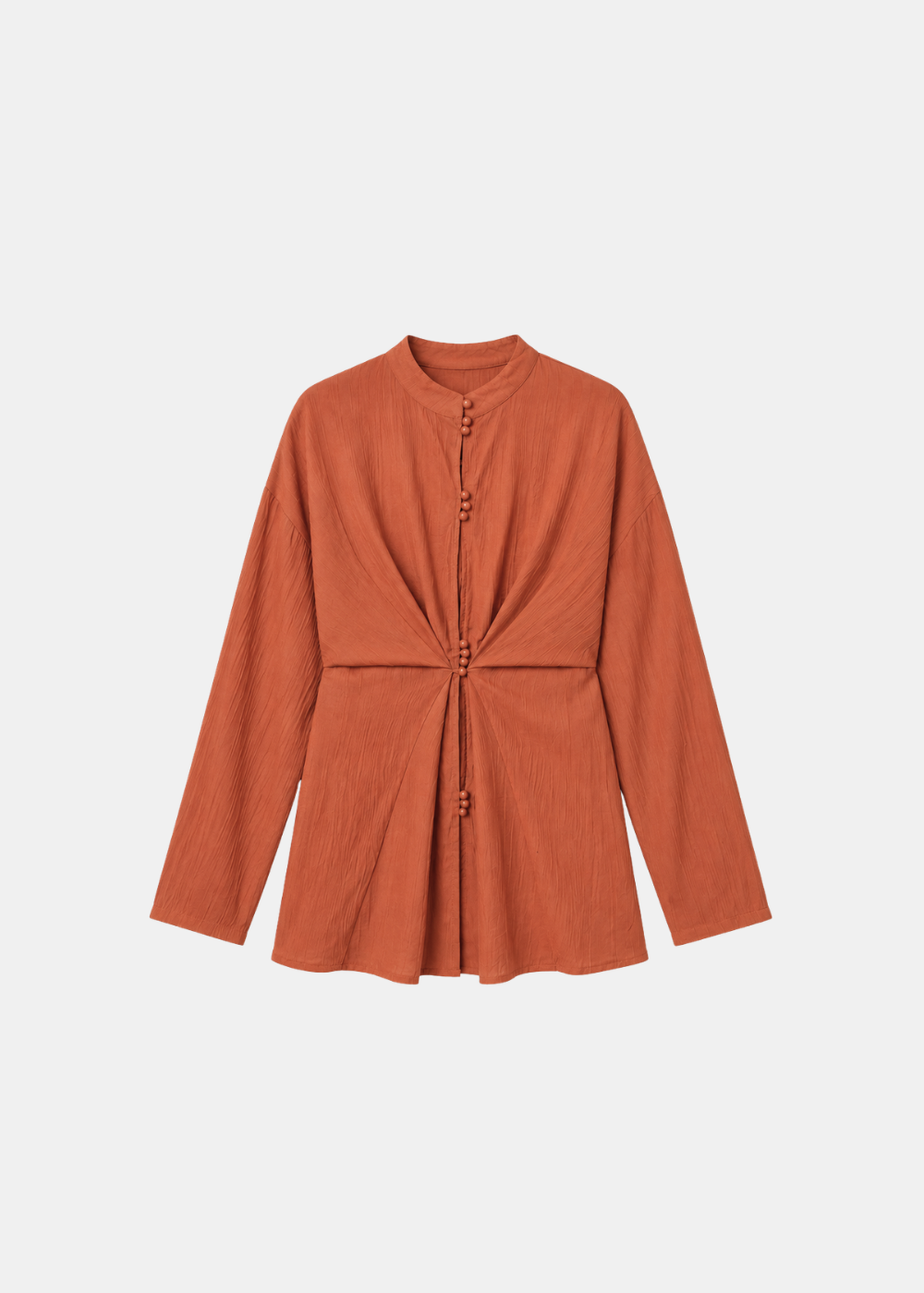 Crinkle Belted Blouse Orange