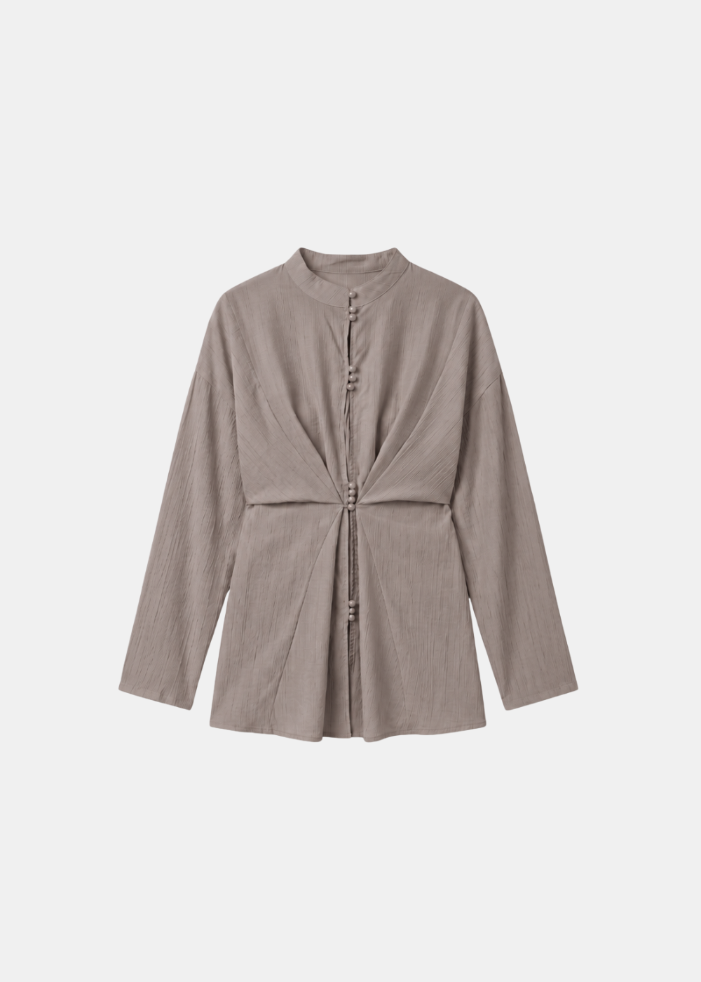 Crinkle Belted Blouse Taupe