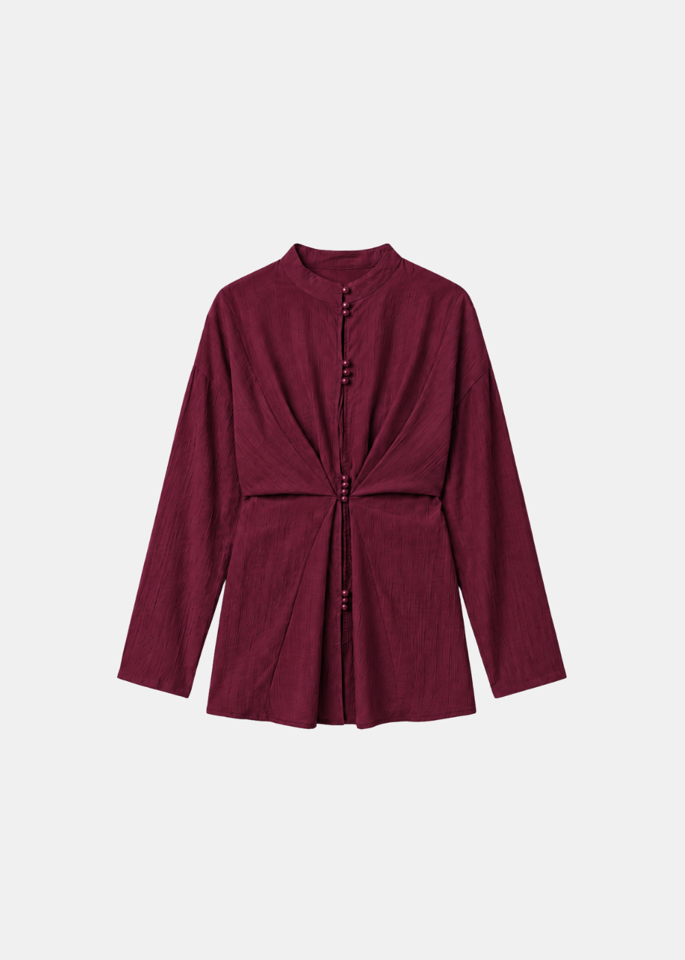 Crinkle Belted Blouse Wine