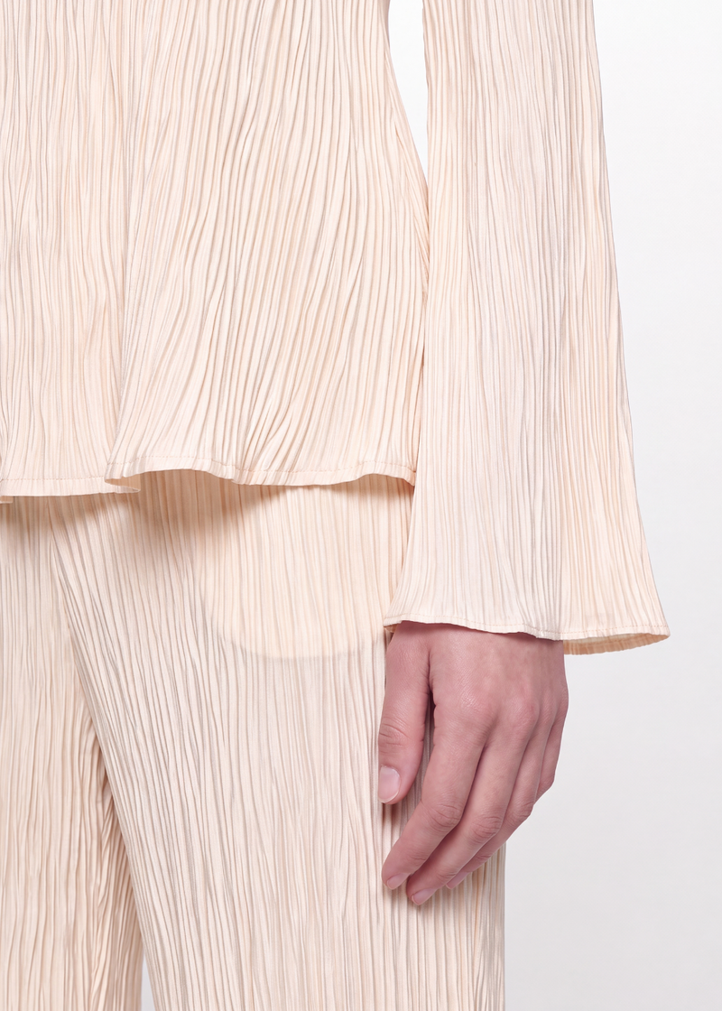 Pleated Crinkle Blouse - Cream