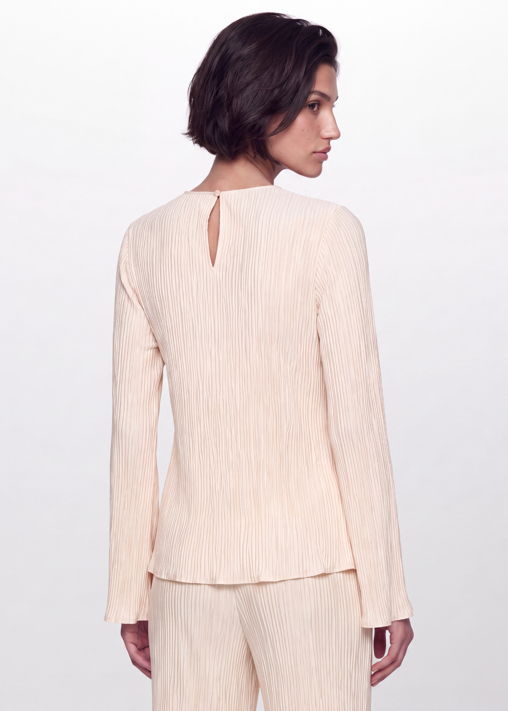 Pleated Crinkle Blouse - Cream