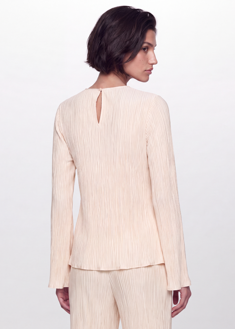 Pleated Crinkle Blouse - Cream