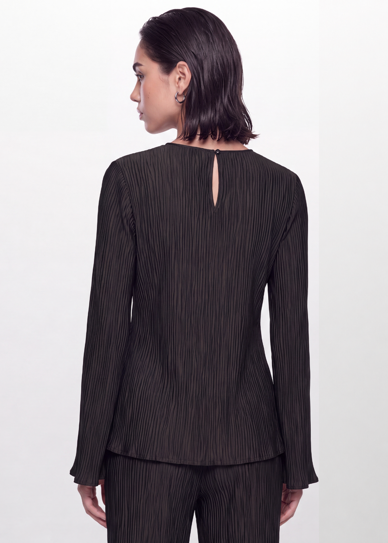 Pleated Crinkle Blouse - Black
