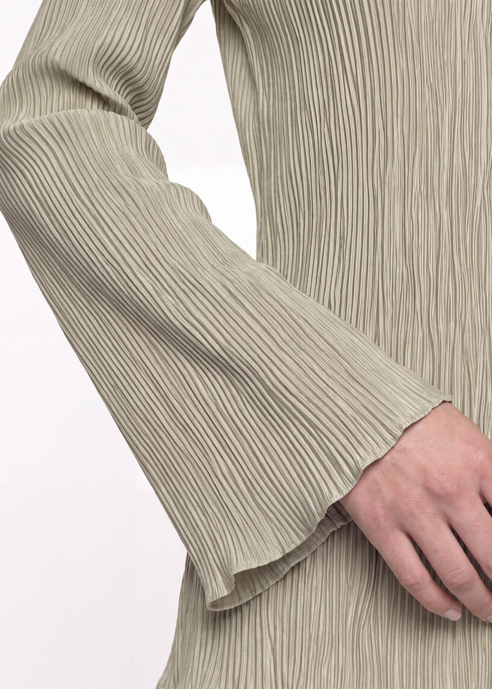 Crinkle Blouse Sage Green- close up