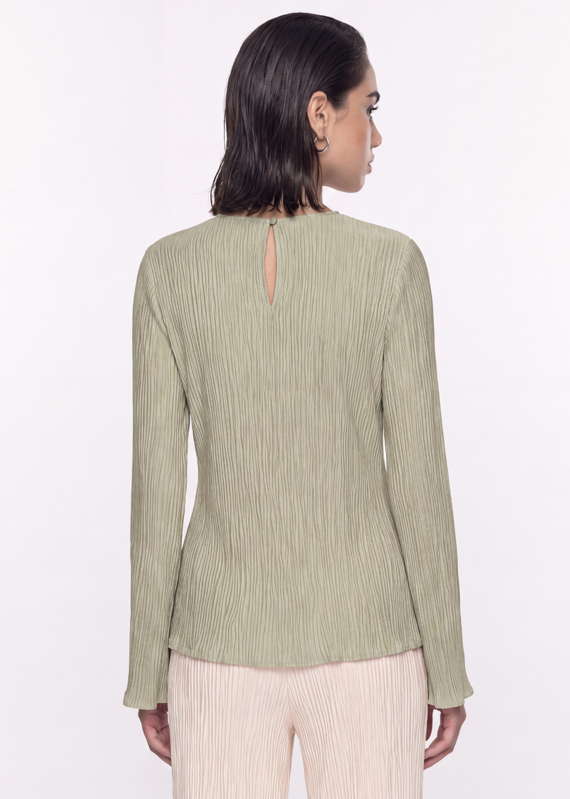 Crinkle Blouse Sage Green- model 