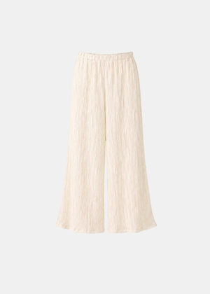 Pleated Crinkle Trouser - Cream