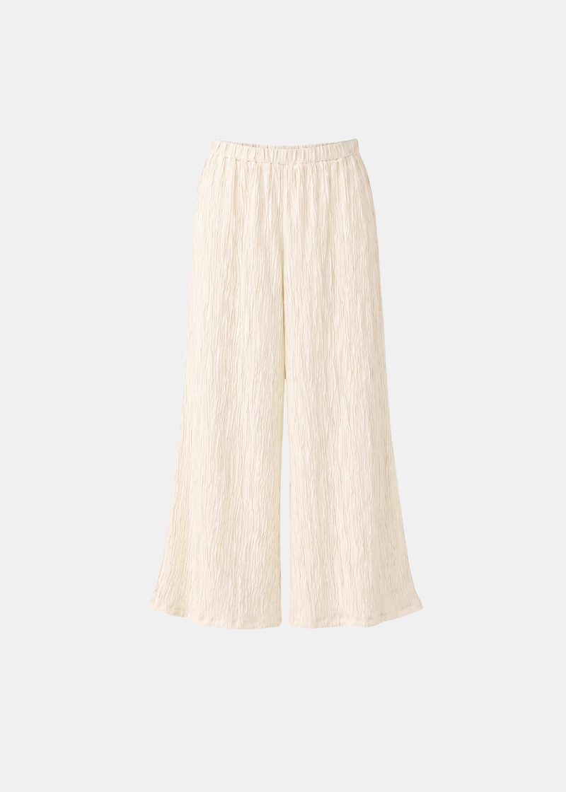 Pleated Crinkle Trouser - Cream