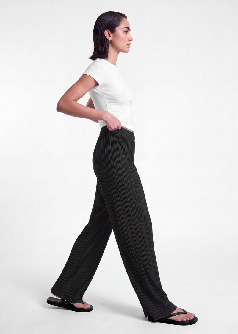 Pleated Crinkle Trouser - Black