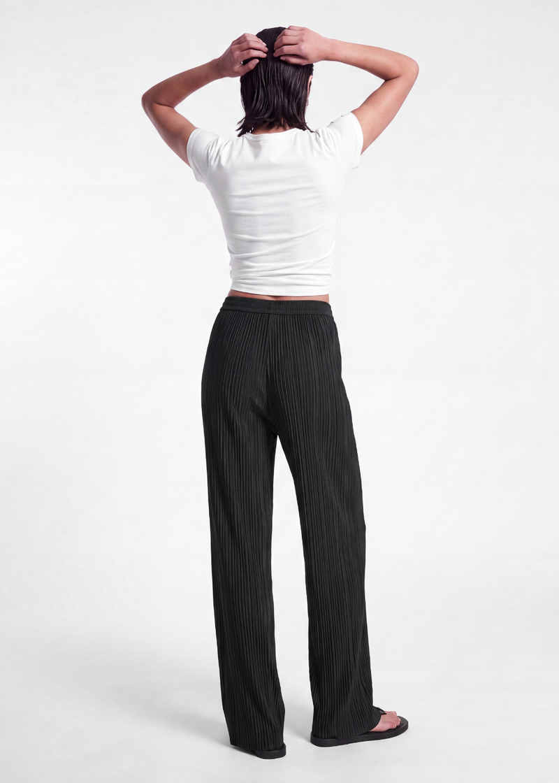 Pleated Crinkle Trouser - Black