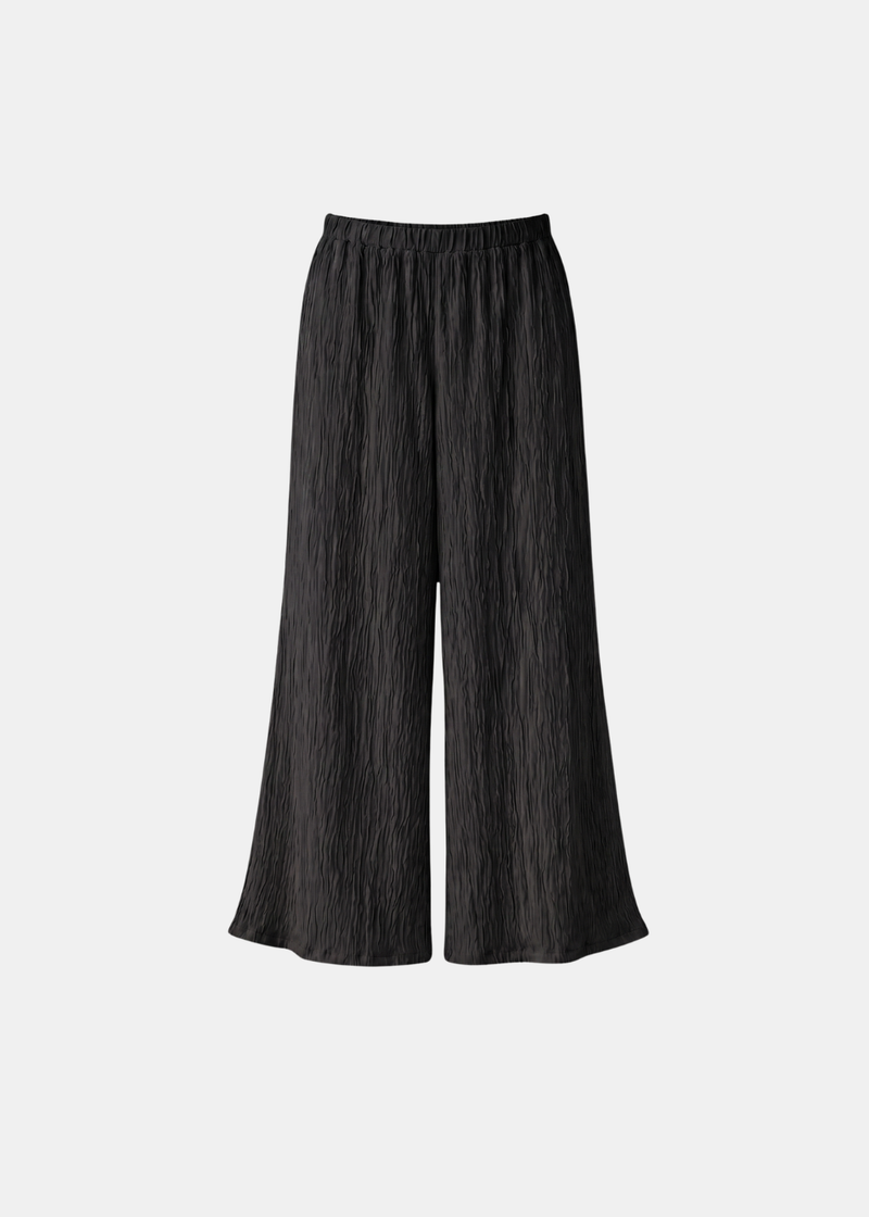 Pleated Crinkle Trouser - Black