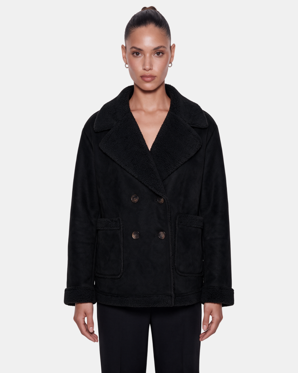 Double Breasted Aviator Jacket Noir