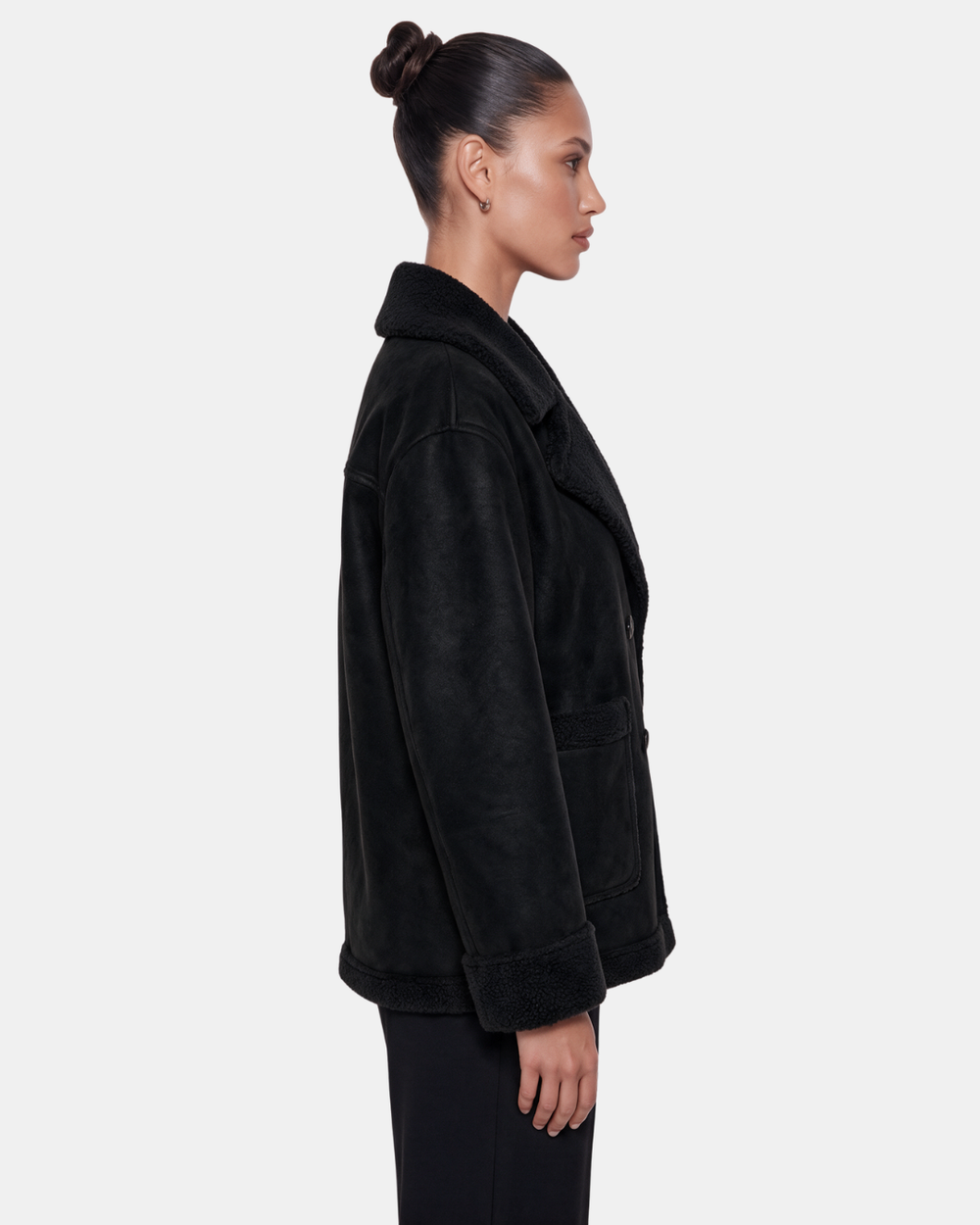 Double Breasted Aviator Jacket Noir
