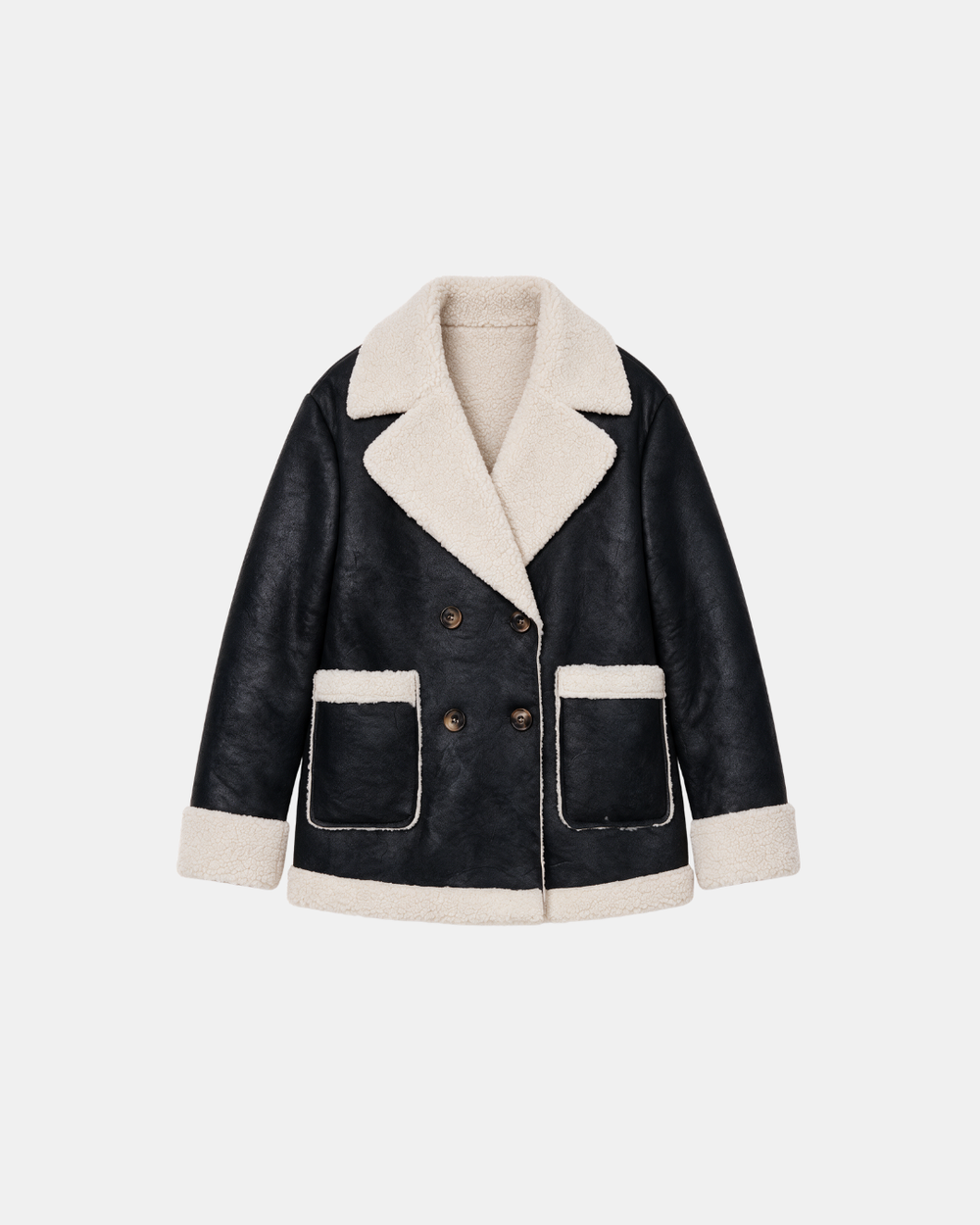 Double Breasted Aviator Jacket Black/White