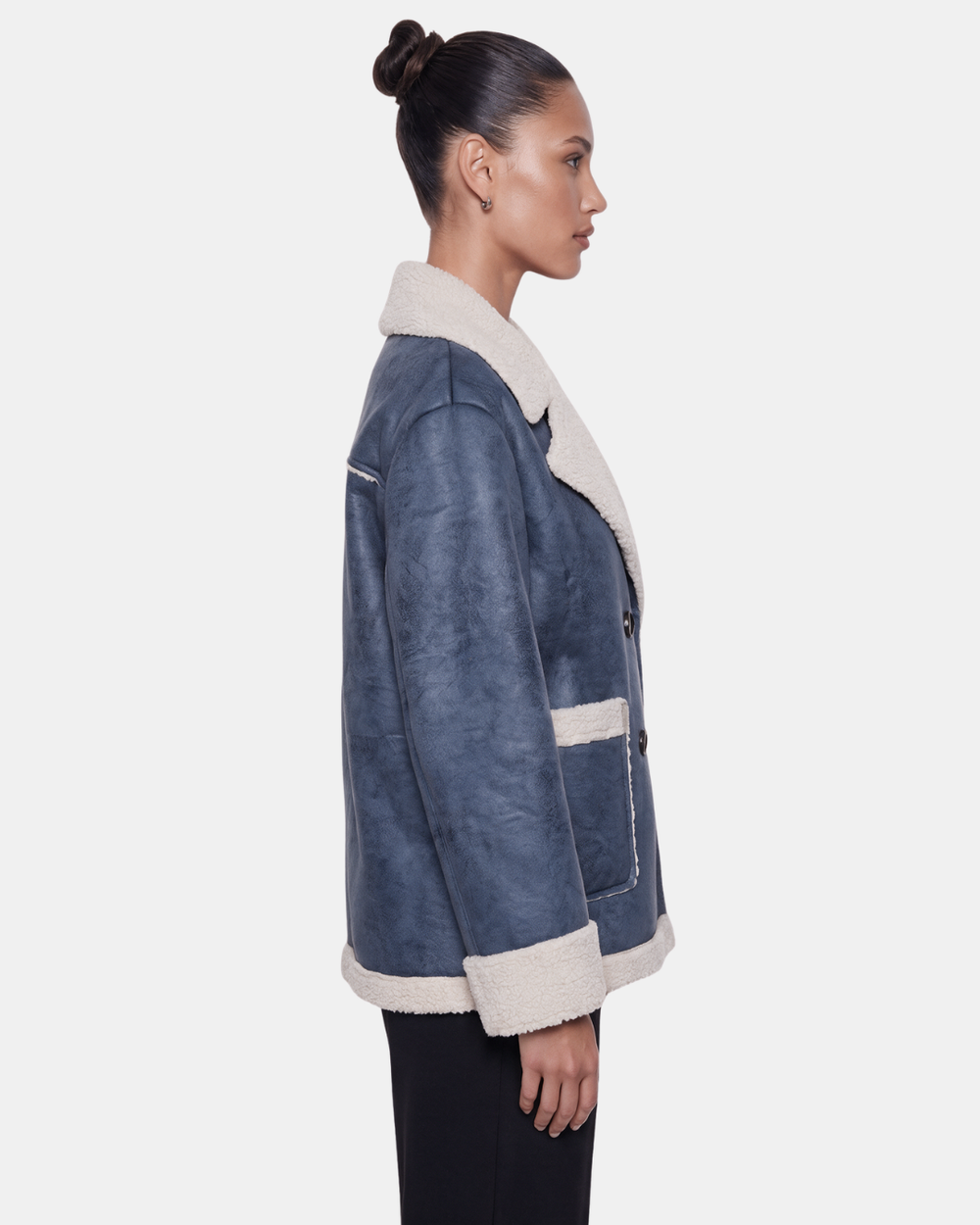 Double Breasted Aviator Jacket Blue